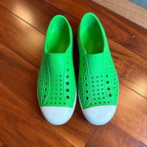 Native Green and White Water Shoes Slip-On Perforated Design